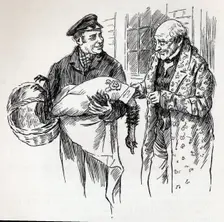 A turkey for Tiny Tim, c1900. Creator: Harold Copping