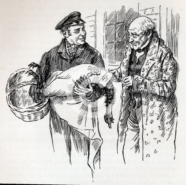 A turkey for Tiny Tim, c1900. Creator: Harold Copping.