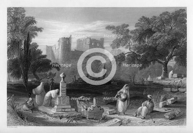 A Turkish burial ground at Sidon, Lebanon, 1841.Artist: J Redaway