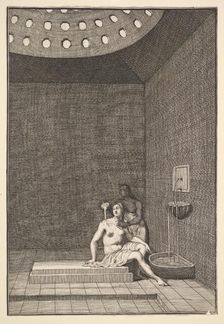 A Turkish Bath (Aubry de La Mottraye's "Travels throughout Europe, Asia and into Part o..., 1723-24. Creator: William Hogarth