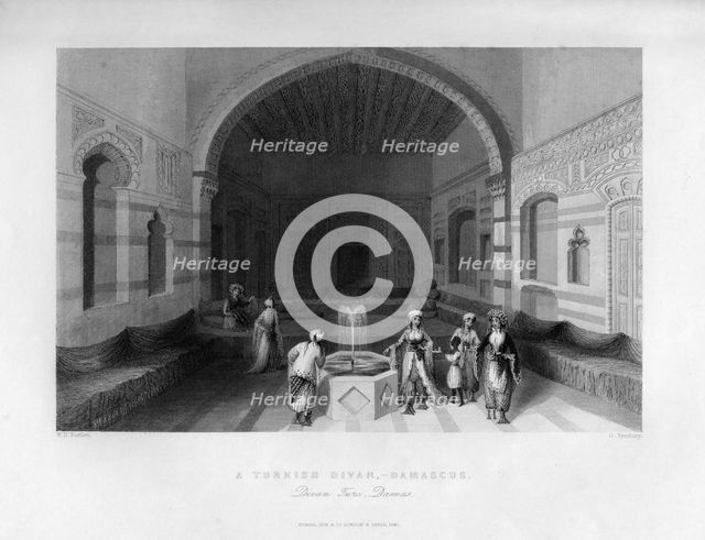 A Turkish divan, Damascus, Syria, 1841.Artist: George Presbury