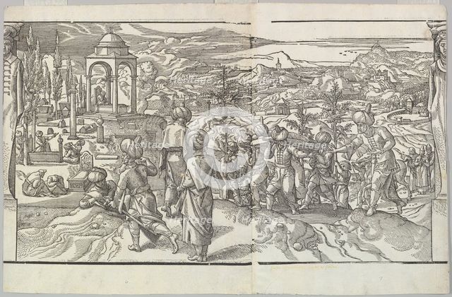 A Turkish Funeral from the frieze Ces Moeurs et fachons de faire de Turcz (Customs and Fas..., 1553. Creator: Unknown.