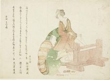 A turner and his assistant, from the series "Thirty-six Poets as Craftsmen...", Japan, 1802. Creator: Hokusai
