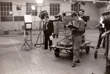 A TV crew, Railway Institute, York, Yorkshire, 1956