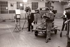 A TV crew, Railway Institute, York, Yorkshire, 1956