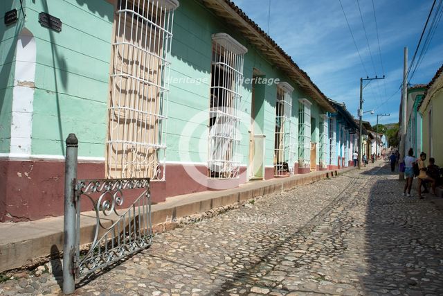A typical cobblestoned side street in the Colonial UNESCO Heritage site city of Trinidad, Cuba, 2024 Creator: Ethel Davies.