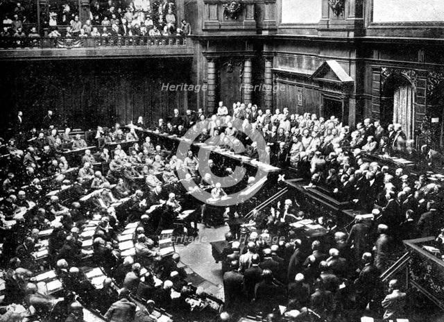 A typical sitting of the Reichstag, Parliament of the German Republic, 1926. Artist: Unknown