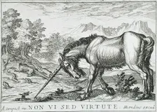 A Unicorn Chasing Lizards from a Pond, 1610. Creator: Hendrick Hondius I