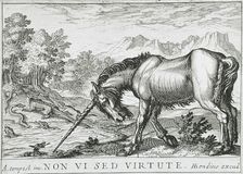 A Unicorn Chasing Lizards from a Pond, 1610. Creator: Hendrick Hondius I