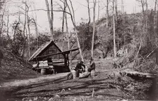 [A Union Station on the James River Established for Extracting Gunpowder from Confederate ..., 1864. Creator: Attributed to Egbert Guy Fowx