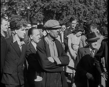 A Variety of Men and Women Listening to a Speaker at Speaker's Corner, Hyde Park, 1938. Creator: British Pathe Ltd