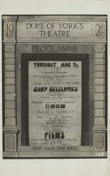 A variety programme for the Duke of York's theatre, 1924. Creator: Unknown