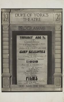 A variety programme for the Duke of York's theatre, 1924. Creator: Unknown