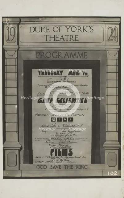 A variety programme for the Duke of York's theatre, 1924. Creator: Unknown.