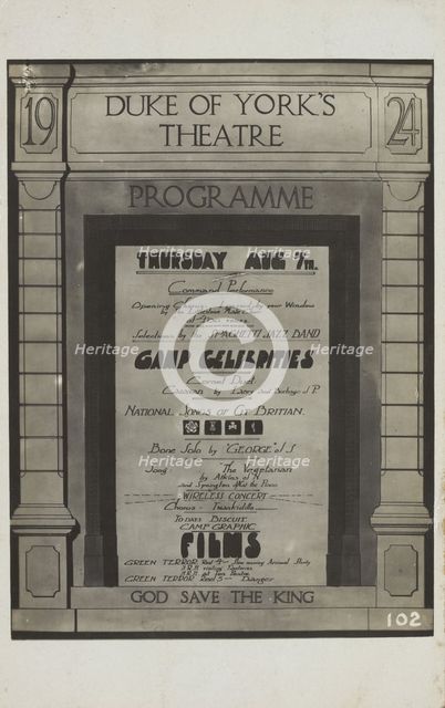 A variety programme for the Duke of York's theatre, 1924. Creator: Unknown.