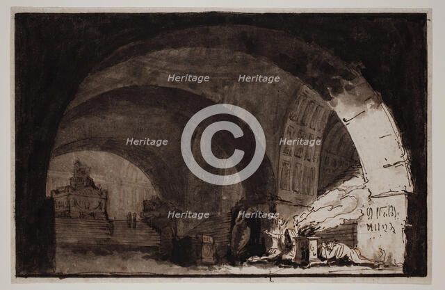 A Vast Crypt with Tombs, between 1758 and 1823. Creator: Felice Giani.