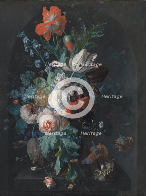 A Vase with Flowers, 1700-1749. Creator: Jan van Huysum.