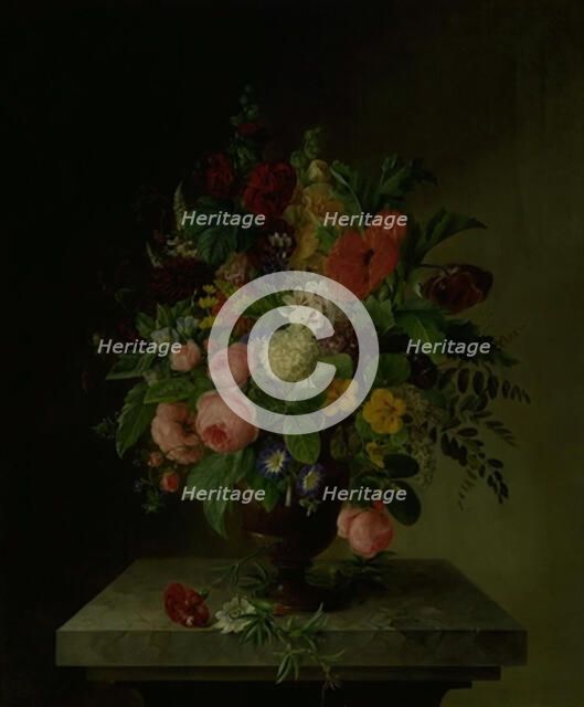 A vase with flowers, 1816-1837. Creator: Hanne Hellesen.