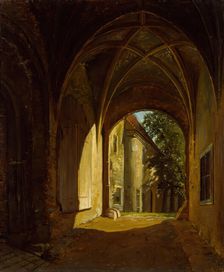 A vaulted Hall in the Scharfenberg Castle near Dresden, probably 1829. Creator: Thomas Fearnley