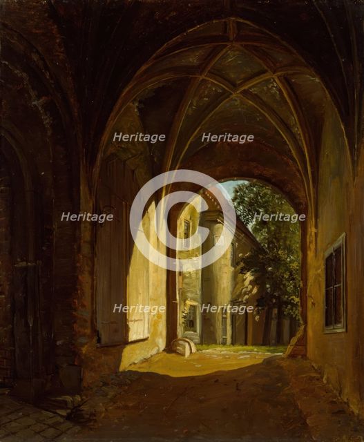 A vaulted Hall in the Scharfenberg Castle near Dresden, probably 1829. Creator: Thomas Fearnley.