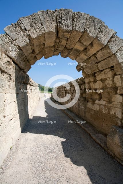 A vaulted passageway linking the stadium to the Altis in Olympia, Greece. Artist: Samuel Magal