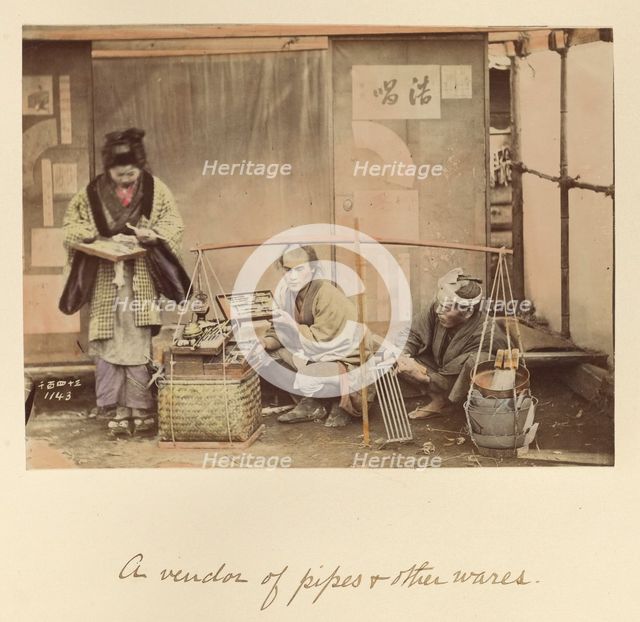 A vendor of pipes and other wares, about 1873-1883. Creator: Shinichi Suzuki I.