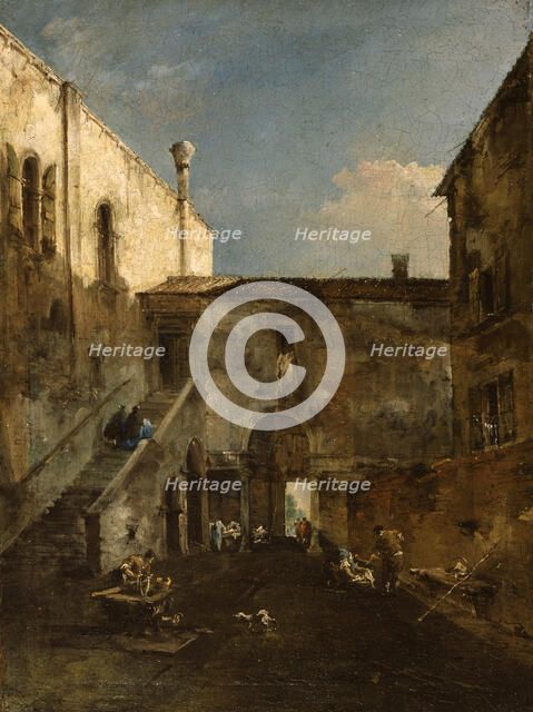 A Venetian Courtyard, c1770s. Creator: Francesco Guardi.