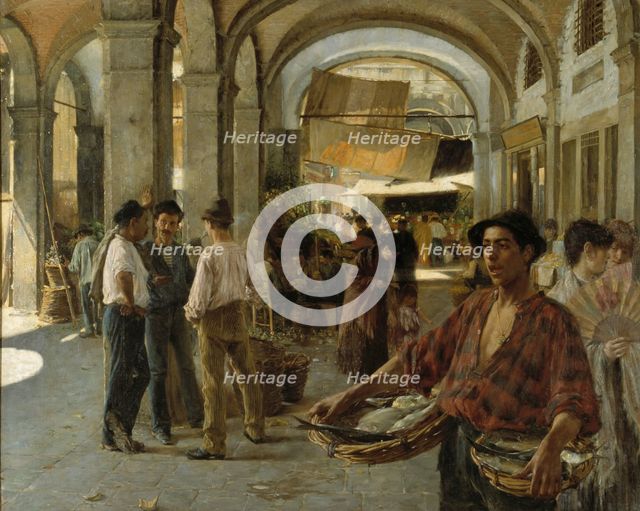 A Venetian Covered Market, 1887. Creator: Oscar Bjorck.