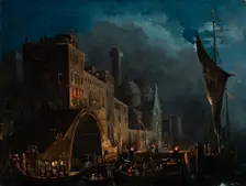 A Venetian gala night, 1825-1835. Creator: Caffi, Ippolito (1814-1866)