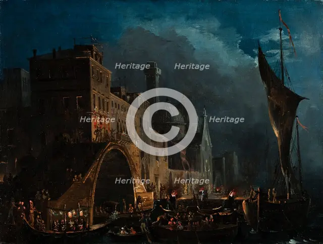 A Venetian gala night, 1825-1835. Creator: Caffi, Ippolito (1814-1866).