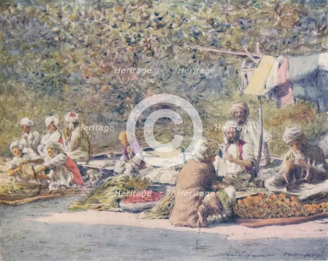 'A Vegetable Market, Peshawur', 1905. Artist: Mortimer Luddington Menpes.