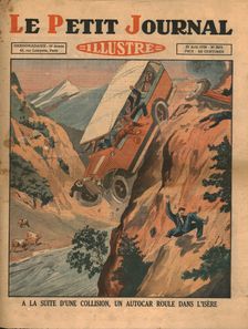 A vehicle falls into the River Isere after an accident, 1930. Creator: Unknown