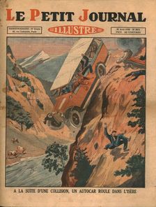 A vehicle falls into the River Isere after an accident, 1930. Creator: Unknown