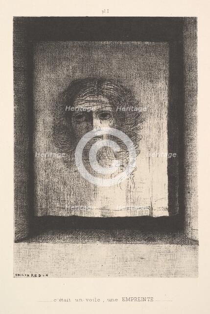 A Veil, a Printed Image, 1891. Creator: Odilon Redon.