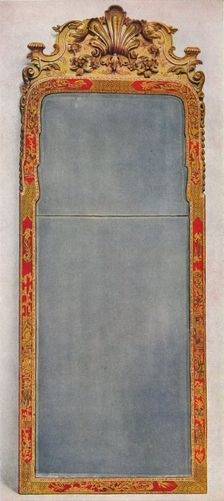 A Very Rare Pier Glass of c1720 in frame decorated with Red Lacquer c1720, (1936)
