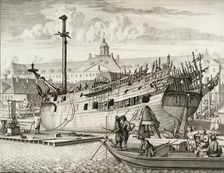 A Vessel in Dry-Dock, 17th century. Creator: Unknown