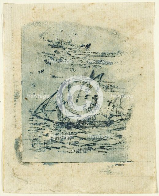 A Vessel Under Sail, c. 1847. Creator: Jean Francois Millet.