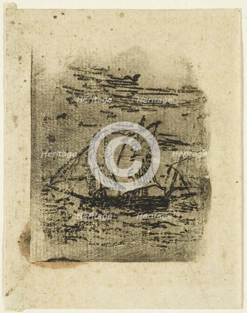 A Vessel Under Sail, c. 1847. Creator: Jean Francois Millet.