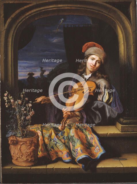 A Violin Player, 1654-1684. Creators: Gaspar Netscher, Pieter Cornelisz. van Slingeland.