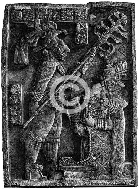 A victim before the Maya god Kukulkan, 1901. Artist: Unknown