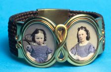 A Victorian bracelet with a band of woven hair, c1865. Creator: Unknown