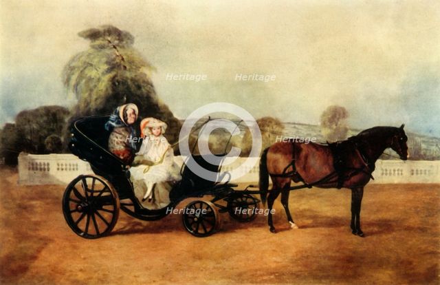 'A Victorian Grandmother Driving in a Pony Carriage...', early-mid 19th century, (1942).  Creator: John Ferneley.