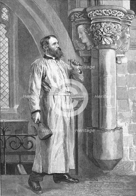 ''"A Vicar his own Mason" --The Rev. F.W. Ragg helping in the Restoration of his Church at Marsworth Creator: Unknown.