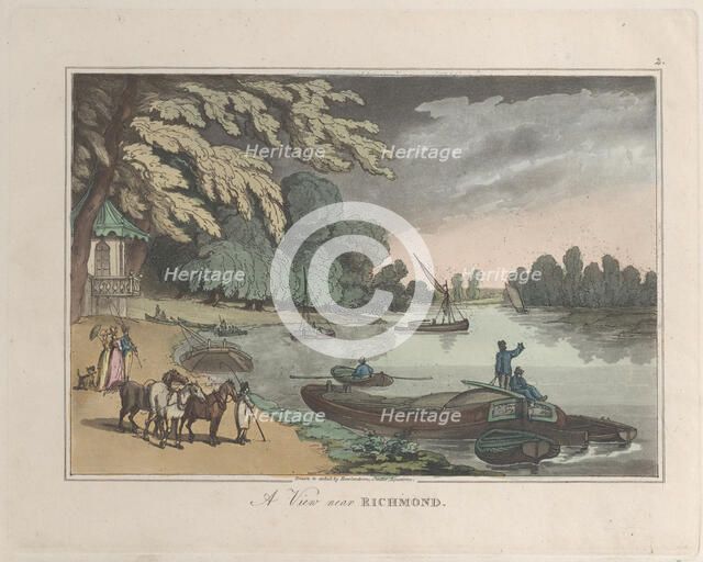 A View near Richmond, from "Sketches from Nature", 1822., 1822. Creators: Thomas Rowlandson, Joseph Constantine Stadler.