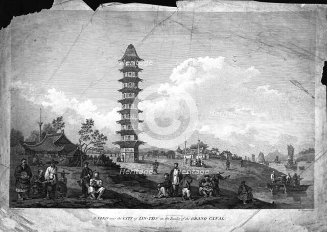 'A View near the City of Lin-Tsin on the Banks of the Grand Canal.', 1796. Artist: William Byrne.