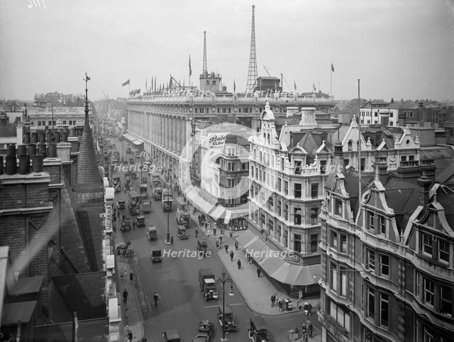 A view of Oxford Street, Westminster, London, from roof level, c1909. Artist: Unknown