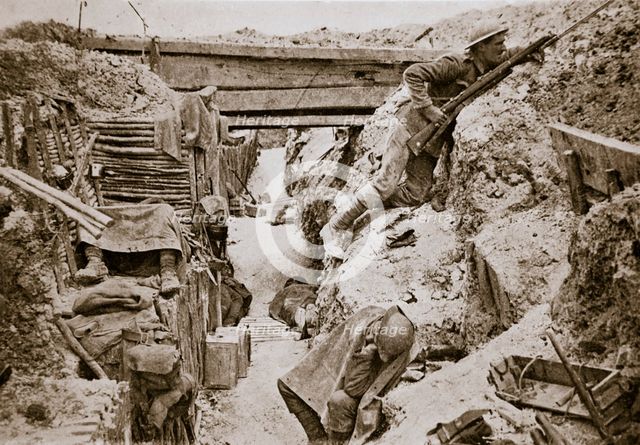 A view of a  British trench, Ovillers, France, World War I, 1916.  Creator: Unknown.