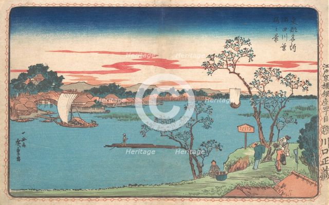 A View of Cherry Trees in Leaf along the Sumida River, 1831., 1831. Creator: Ando Hiroshige.