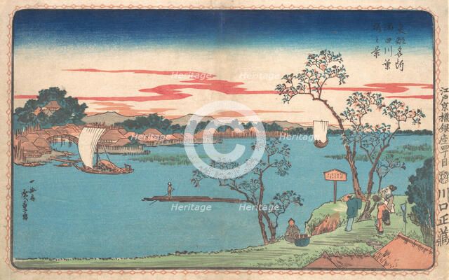 A View of Cherry Trees in Leaf along the Sumida River, 1831., 1831. Creator: Ando Hiroshige.