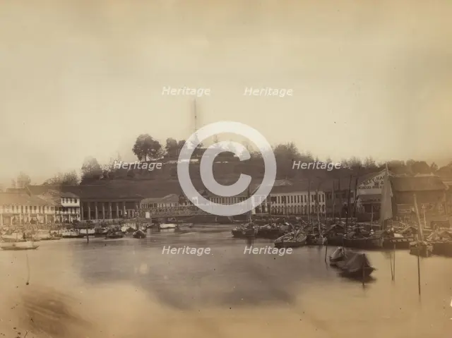 A view of Fort Canning from the Singapore River, between 1860 and 1900. Creator: Unknown.